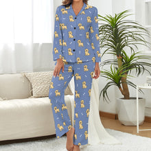 Load image into Gallery viewer, Happy Yellow Labrador Love Pajamas Set for Women-Pajamas-Apparel,Dog Mom Gifts,Labrador,Pajamas-17