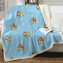 Load image into Gallery viewer, Happy Yellow Labrador Love Soft Warm Fleece Blanket - 3 Colors-Blanket-Blankets, Home Decor, Labrador-Sky Blue-Small-1
