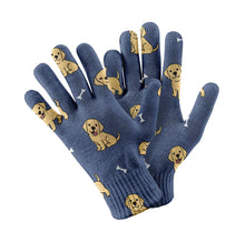 Load image into Gallery viewer, Happy Yellow Labrador Love Touch Screen Gloves-Accessories-Accessories,Dog Dad Gifts,Dog Mom Gifts,Gloves-Navy-1