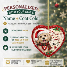Load image into Gallery viewer, Havanese Christmas Ornament - Love &amp; Joy Heart Shaped Portrait - Personalize with Photo and Name-Christmas Ornament-Christmas,Christmas Ornament,Havanese,Personalize Artwork-2