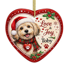 Load image into Gallery viewer, Havanese Christmas Ornament - Love &amp; Joy Heart Shaped Portrait - Personalize with Photo and Name-Christmas Ornament-Christmas,Christmas Ornament,Havanese,Personalize Artwork-4