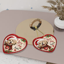 Load image into Gallery viewer, Havanese Christmas Ornament - Love &amp; Joy Heart Shaped Portrait - Personalize with Photo and Name-Christmas Ornament-Christmas,Christmas Ornament,Havanese,Personalize Artwork-6