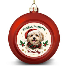 Load image into Gallery viewer, Havanese Ornament - Classic Red Round Shape - Santa's Favourite Design - Personalized with Photo and Name-Christmas Ornament-Christmas,Christmas Ornament,Havanese,Personalize Artwork-4