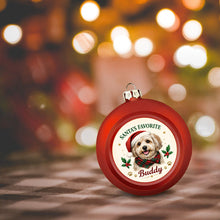 Load image into Gallery viewer, Havanese Ornament - Classic Red Round Shape - Santa's Favourite Design - Personalized with Photo and Name-Christmas Ornament-Christmas,Christmas Ornament,Havanese,Personalize Artwork-6