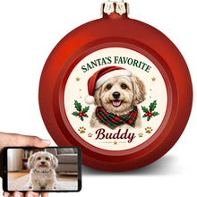 Load image into Gallery viewer, Havanese Ornament - Classic Red Round Shape - Santa's Favourite Design - Personalized with Photo and Name-Christmas Ornament-Christmas,Christmas Ornament,Havanese,Personalize Artwork-1