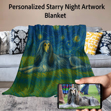 Load image into Gallery viewer, Personalized Starry Night Artwork Custom Afghan Hound Blanket-Blanket-Afghan Hound,Blankets,Dog Dad Gifts,Dog Memorial Gifts,Dog Mom Gifts,Home Decor,Personalize Artwork-11
