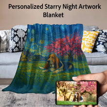 Load image into Gallery viewer, Personalized Starry Night Artwork Custom Basset Hound Blanket-Blanket-Basset Hound,Blankets,Dog Dad Gifts,Dog Memorial Gifts,Dog Mom Gifts,Home Decor,Personalize Artwork-11