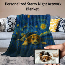 Load image into Gallery viewer, Personalized Starry Night Artwork Custom Beagle Blanket-Blanket-Beagle,Blankets,Dog Dad Gifts,Dog Memorial Gifts,Dog Mom Gifts,Home Decor,Personalize Artwork-1