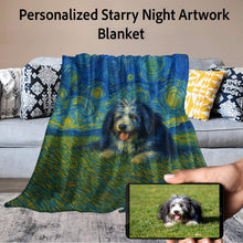 Load image into Gallery viewer, Personalized Starry Night Artwork Custom Bearded Collie Blanket-Blanket-Bearded Collie,Blankets,Dog Dad Gifts,Dog Memorial Gifts,Dog Mom Gifts,Home Decor,Personalize Artwork-11