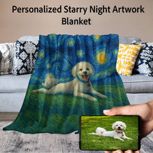 Load image into Gallery viewer, Personalized Starry Night Artwork Custom Bichon Frise Blanket-Blanket-Bichon Frise,Blankets,Dog Dad Gifts,Dog Memorial Gifts,Dog Mom Gifts,Home Decor,Personalize Artwork-11