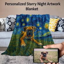 Load image into Gallery viewer, Personalized Starry Night Artwork Custom Boxer Blanket-Blanket-Blankets,Boxer,Dog Dad Gifts,Dog Memorial Gifts,Dog Mom Gifts,Home Decor,Personalize Artwork-11