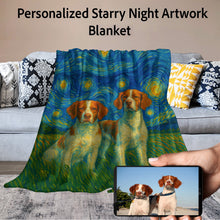 Load image into Gallery viewer, Personalized Starry Night Artwork Custom Brittany Spaniel Blanket-Blanket-Blankets,Brittany Spaniel,Dog Dad Gifts,Dog Memorial Gifts,Dog Mom Gifts,Home Decor,Personalize Artwork-1