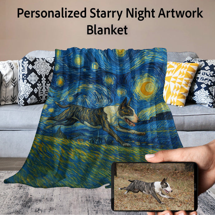 Personalized Starry Night Artwork Custom Bull Terrier Blanket-Blanket-Blankets,Bull Terrier,Dog Dad Gifts,Dog Memorial Gifts,Dog Mom Gifts,Home Decor,Personalize Artwork-1