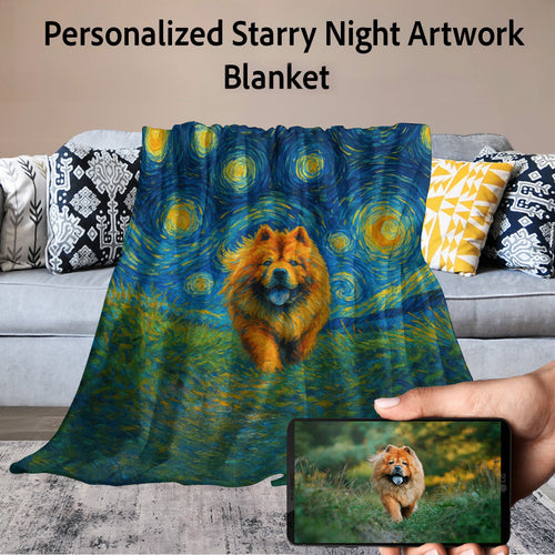 Personalized Starry Night Artwork Custom Chow Chow Blanket-Blanket-Blankets,Chow Chow,Dog Dad Gifts,Dog Memorial Gifts,Dog Mom Gifts,Home Decor,Personalize Artwork-1