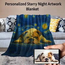 Load image into Gallery viewer, Personalized Starry Night Artwork Custom English Bulldog Blanket-Blanket-Blankets,Dog Dad Gifts,Dog Memorial Gifts,Dog Mom Gifts,English Bulldog,Home Decor,Personalize Artwork-11