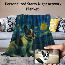 Load image into Gallery viewer, Personalized Starry Night Artwork Custom French Bulldog Blanket-Blanket-Blankets,Dog Dad Gifts,Dog Memorial Gifts,Dog Mom Gifts,French Bulldog,Home Decor,Personalize Artwork-11