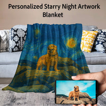 Load image into Gallery viewer, Personalized Starry Night Artwork Custom Golden Retriever Blanket-Blanket-Blankets,Dog Dad Gifts,Dog Memorial Gifts,Dog Mom Gifts,Golden Retriever,Home Decor,Personalize Artwork-1