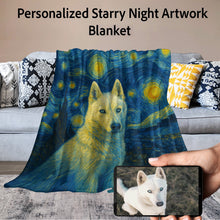Load image into Gallery viewer, Personalized Starry Night Artwork Custom Husky Blanket-Blanket-Blankets,Dog Dad Gifts,Dog Memorial Gifts,Dog Mom Gifts,Home Decor,Personalize Artwork,Siberian Husky-11