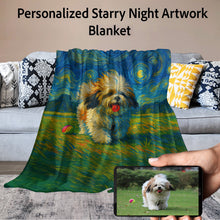 Load image into Gallery viewer, Personalized Starry Night Artwork Custom Lhasa Apso Blanket-Blanket-Blankets,Dog Dad Gifts,Dog Memorial Gifts,Dog Mom Gifts,Home Decor,Lhasa Apso,Personalize Artwork-1