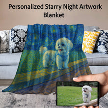 Load image into Gallery viewer, Personalized Starry Night Artwork Custom Maltese Blanket-Blanket-Blankets,Dog Dad Gifts,Dog Memorial Gifts,Dog Mom Gifts,Home Decor,Maltese,Personalize Artwork-11