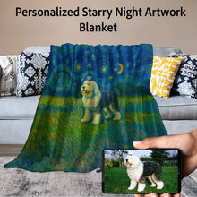 Load image into Gallery viewer, Personalized Starry Night Artwork Custom Old English Sheepdog Blanket-Blanket-Blankets,Dog Dad Gifts,Dog Memorial Gifts,Dog Mom Gifts,Home Decor,Old English Sheepdog,Personalize Artwork-1