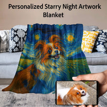 Load image into Gallery viewer, Personalized Starry Night Artwork Custom Papillon Blanket-Blanket-Blankets,Dog Dad Gifts,Dog Memorial Gifts,Dog Mom Gifts,Home Decor,Papillon,Personalize Artwork-11