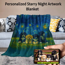 Load image into Gallery viewer, Personalized Starry Night Artwork Custom Portuguese Water Dog Blanket-Blanket-Blankets,Dog Dad Gifts,Dog Memorial Gifts,Dog Mom Gifts,Home Decor,Personalize Artwork,Portuguese Water Dog-11