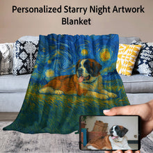 Load image into Gallery viewer, Personalized Starry Night Artwork Custom Saint Bernard Blanket-Blanket-Blankets,Dog Dad Gifts,Dog Memorial Gifts,Dog Mom Gifts,Home Decor,Personalize Artwork,Saint Bernard-1