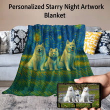 Load image into Gallery viewer, Personalized Starry Night Artwork Custom Samoyed Blanket-Blanket-Blankets,Dog Dad Gifts,Dog Memorial Gifts,Dog Mom Gifts,Home Decor,Personalize Artwork,Samoyed-11