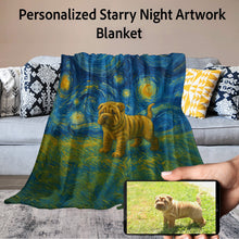 Load image into Gallery viewer, Personalized Starry Night Artwork Custom Shar Pei Blanket-Blanket-Blankets,Dog Dad Gifts,Dog Memorial Gifts,Dog Mom Gifts,Home Decor,Personalize Artwork,Shar Pei-11