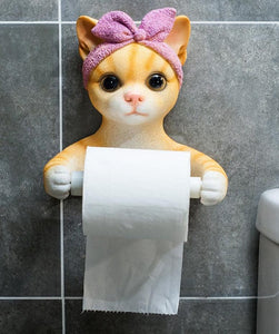 Headscarf Bow Pug Toilet Roll HolderHome DecorBowtie Headscarf Cat