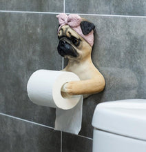 Load image into Gallery viewer, Image of a super cute she pug toilet paper holder