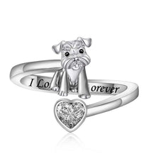 Load image into Gallery viewer, Heart-Melting Schnauzer Finger Ring – Dog Mom Jewelry-Q4106-6
