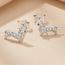 Load image into Gallery viewer, Heart-Melting Silver Dachshund Stud Earrings – Zircon Dog Gift-2