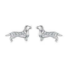Load image into Gallery viewer, Heart-Melting Silver Dachshund Stud Earrings – Zircon Dog Gift-CQE1892-1