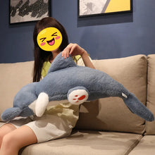 Load image into Gallery viewer, Heterochromia Eyes Blue and White Cat Shark Plush Toy (Medium to Giant Size)-Home Decor-Cats,Home Decor,Pillows,Stuffed Animal-5
