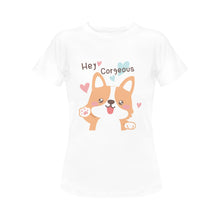 Load image into Gallery viewer, Hey Gorgeous Corgi Mom Women&#39;s Cotton T-Shirt-Apparel-Apparel, Corgi, Shirt, T Shirt-6