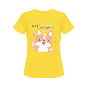 Hey Gorgeous Corgi Mom Women's Cotton T-Shirt-Apparel-Apparel, Corgi, Shirt, T Shirt-Yellow-Small-8