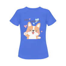 Load image into Gallery viewer, Hey Gorgeous Corgi Mom Women&#39;s Cotton T-Shirt-Apparel-Apparel, Corgi, Shirt, T Shirt-Blue-Small-9