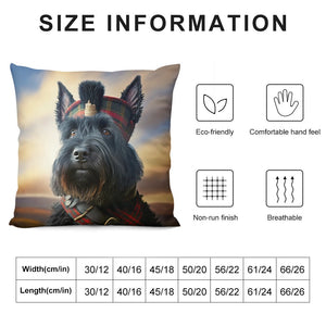 Highland Guardian Scottie Dog Plush Pillow Case-Cushion Cover-Dog Dad Gifts, Dog Mom Gifts, Home Decor, Pillows, Scottish Terrier-12 "×12 "-White-1