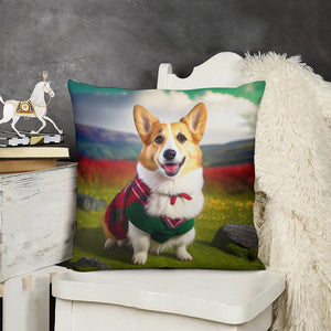 Highland Happiness Corgi Plush Pillow Case-Cushion Cover-Corgi, Dog Dad Gifts, Dog Mom Gifts, Home Decor, Pillows-3