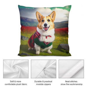 Highland Happiness Corgi Plush Pillow Case-Cushion Cover-Corgi, Dog Dad Gifts, Dog Mom Gifts, Home Decor, Pillows-5