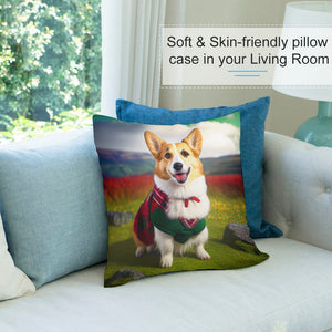 Highland Happiness Corgi Plush Pillow Case-Cushion Cover-Corgi, Dog Dad Gifts, Dog Mom Gifts, Home Decor, Pillows-7