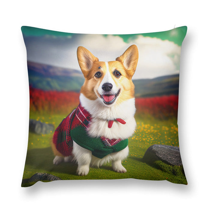 Highland Happiness Corgi Plush Pillow Case-Cushion Cover-Corgi, Dog Dad Gifts, Dog Mom Gifts, Home Decor, Pillows-12 