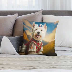 Highland Majesty Westie Plush Pillow Case-Cushion Cover-Dog Dad Gifts, Dog Mom Gifts, Home Decor, Pillows, West Highland Terrier-2