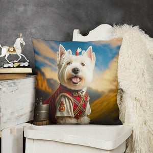 Highland Majesty Westie Plush Pillow Case-Cushion Cover-Dog Dad Gifts, Dog Mom Gifts, Home Decor, Pillows, West Highland Terrier-5
