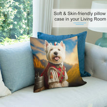 Load image into Gallery viewer, Highland Majesty Westie Plush Pillow Case-Cushion Cover-Dog Dad Gifts, Dog Mom Gifts, Home Decor, Pillows, West Highland Terrier-6