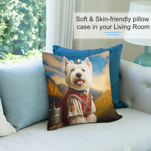 Highland Majesty Westie Plush Pillow Case-Cushion Cover-Dog Dad Gifts, Dog Mom Gifts, Home Decor, Pillows, West Highland Terrier-6