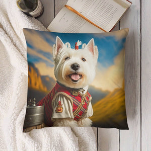 Highland Majesty Westie Plush Pillow Case-Cushion Cover-Dog Dad Gifts, Dog Mom Gifts, Home Decor, Pillows, West Highland Terrier-7