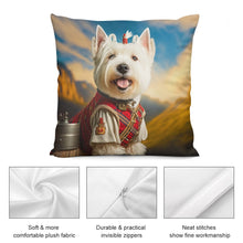 Load image into Gallery viewer, Highland Majesty Westie Plush Pillow Case-Cushion Cover-Dog Dad Gifts, Dog Mom Gifts, Home Decor, Pillows, West Highland Terrier-8
